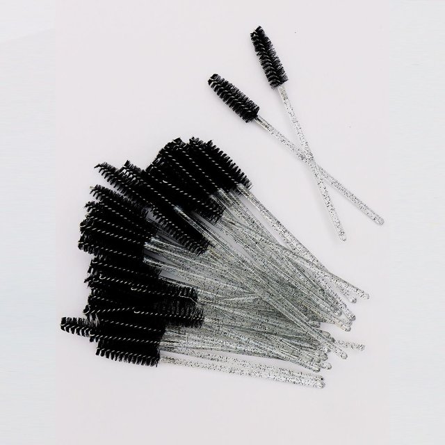 Lot de 50 brosses à cils jetables en cristal, peigne, extension de cils, baguettes de mascara, maquillage professionnel, outil de beauté