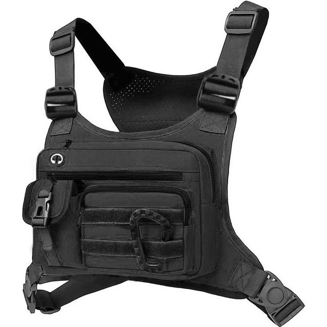 Borsa a petto da uomo EDC Antifurto Impermeabile Marsupio a tracolla Borsa a tracolla Gilet da esterno per Ciclismo Corsa Borsa a tracolla nero