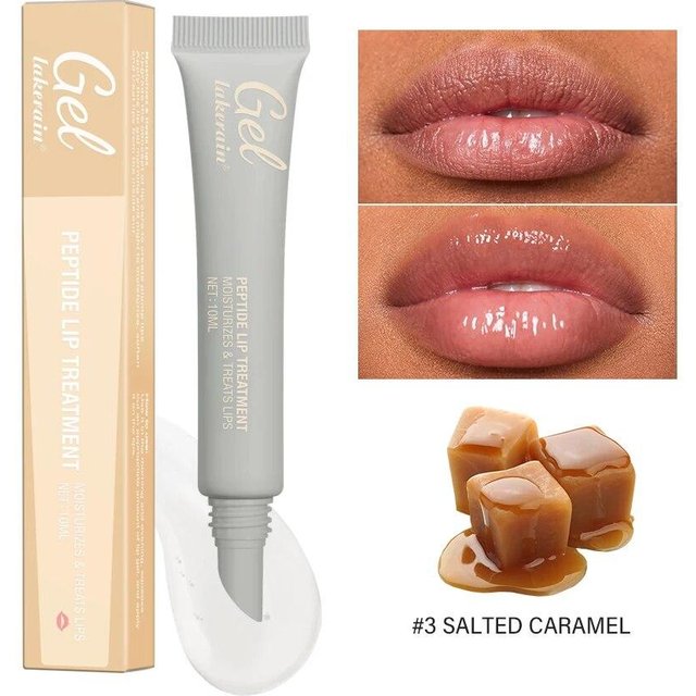 Feuchtigkeitsspendende Peptid-Lippenbehandlung, Lippenmasken-Gel, Entfernen abgestorbener Haut, Lippenstift-Basis-Lippencreme, Lippenpflege, 10 ml beige