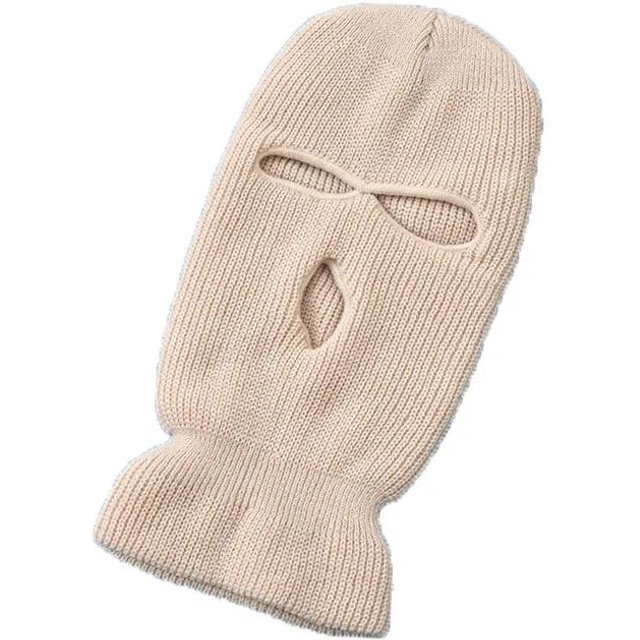 Chapeaux Tricotés Visage Masque Facial Personnalisé Hommes Laine Rétention de Chaleur Cagoule Broderie Bonnets d'Hiver Tricotés 3 Trous Masque de Ski Moto Coupe-vent Complet white