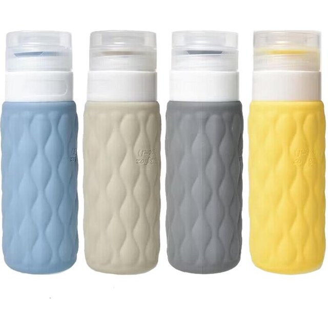 100 ml 1/4 Stück Reise-Silikon-Dosierflasche, quetschbar, für Lotion, Essenz, Gesichtscreme, Shampoo, Kosmetik, leere Vorratsflasche gray