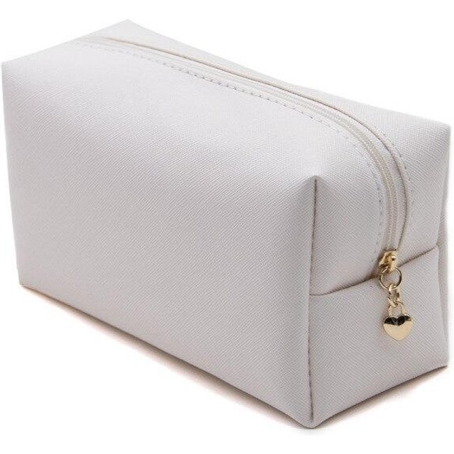 Multifunktionale Mode PU Leder Make-up Tasche Wasserdichte Damen Kosmetiktaschen Etui Reise Waschen Quadratischer Organizer Make-up Tasche white