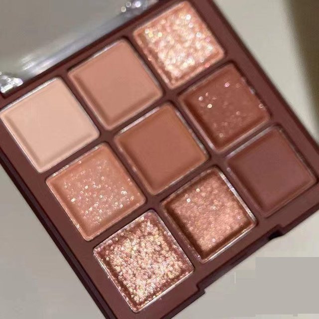 9 farben Glitter Lidschatten-palette Perlglanz Matte Erde Farbe Acryl Lidschatten Palette Wasserdicht Koreanische Make-Up Kosmetik brown