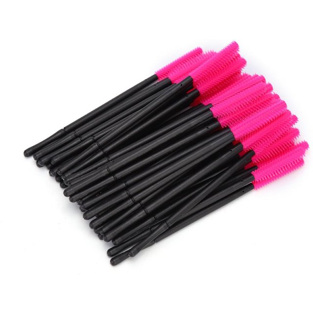 50 Stück Set Einweg Wimpernbürste Make-up Pinsel Mascara Applikator Beauty Tool Rosarot rose rot