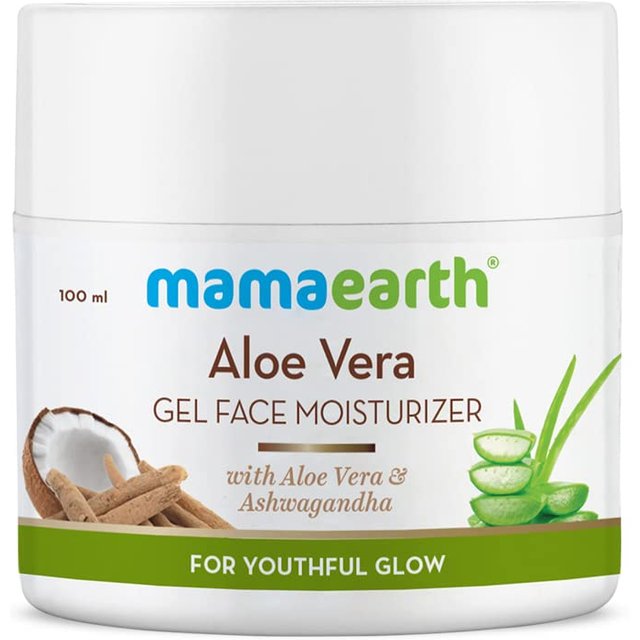 Mamaearth Aloe Vera Gel Gesichtsfeuchtigkeitscreme 100ml | Leichtes tägliches Feuchtigkeitsgel | Für alle Hauttypen | Nicht fettende & beruhigende Hautpflege