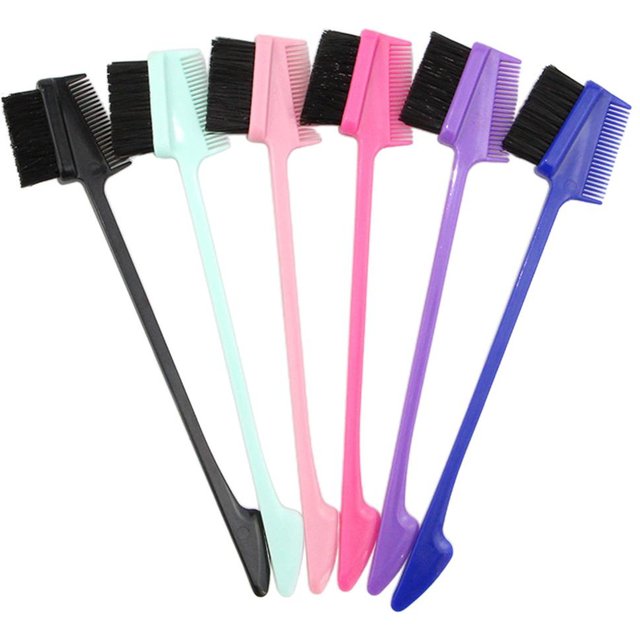 7 stücke 2 In 1 Augenbrauen Pinsel Kamm Pinsel Professionelle Augenbrauen Kamm Wimpern Make-Up Schönheit Pinsel pink