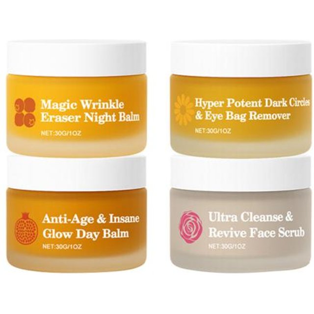 Ensemble de 4 Crèmes Hydratantes Jour et Nuit Crème Visage et Contour des Yeux pour Hydratation Anti-Âge Crème Quotidienne avec Réparation Nocturne Barrière Cutanée Size#4pcs white