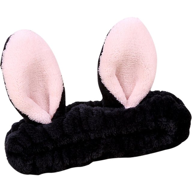Süßes Haarband für Mädchen, weich, Caroset, schönes Haarband, für Kosmetik, Make-up, Waschen, Gesicht, Dusche, Spa, elastisch schwarz