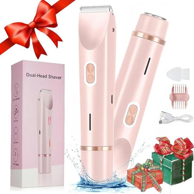 Tondeuse Bikini Électrique pour Femmes, Rechargeable 2 en 1 Épilation Corporelle et Faciale, Tondeuse Étanche Utilisation Humide & Sèche pour Femmes rose