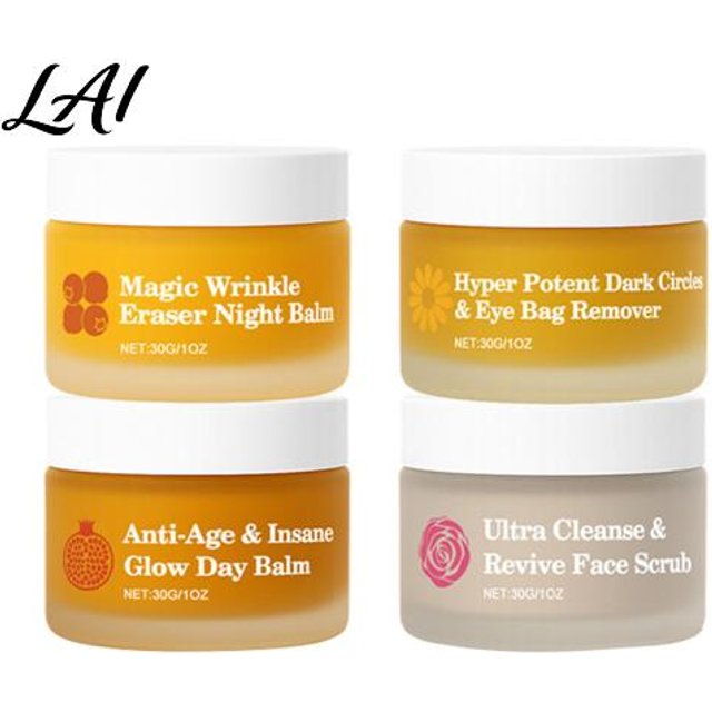 Soins de la peau Matin et Soir Ensemble 4 Pièces Crème Hydratante Jour Crème Visage et Yeux pour Anti-Âge Hydratation Anti-Âge Quotidien avec Réparation Soin Barrière Cutanée Visage beige