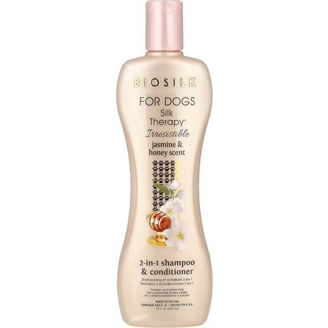 Biosilk, Silk Therapy®, 2-in-1 Shampoo & Spülung für Hunde, Jasmin und Honig, 12 fl oz (355 ml) white