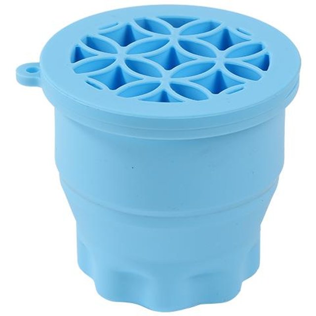 Multifunktions-Reinigungsbecher aus Silikon zum Zusammenklappen von Make-up-Pinseln. 2-in-1-Aufbewahrungsbecher zum Reinigen und Trocknen von Schönheits-Kosmetikpinsel-Peelingbecher blau