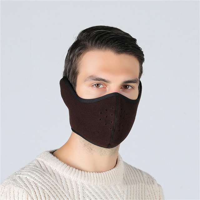 Masque Facial Moto Hivernal Thermique Respirant Protection Vent Moto Vélo Motorcross Masques de Pilotage Ski Camping Pêche M Usage Pratique beige