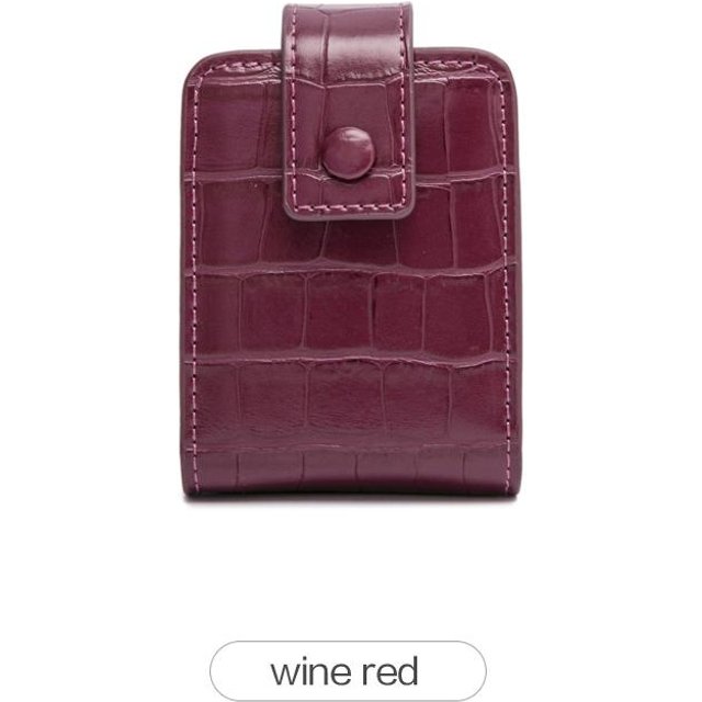 Mini Tragbare Lippenstifttasche mit Spiegel, Minimalistische Kleine Kosmetiktasche mit Knopf, Krokodilgeprägte Damen Make-up Aufbewahrungstasche brown