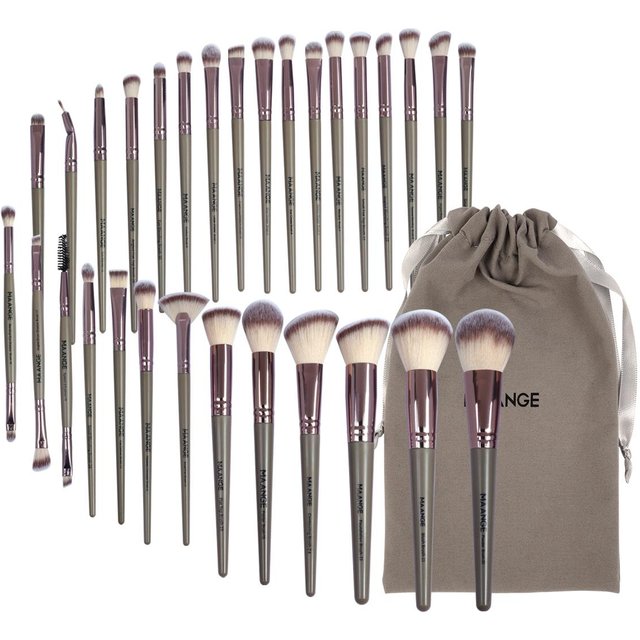 MAANGE 30 Stück Professionelles Make-up-Pinsel-Set Foundation Concealer Lidschatten Puder Rouge Verblendungspinsel Beauty-Werkzeuge mit Tasche gray