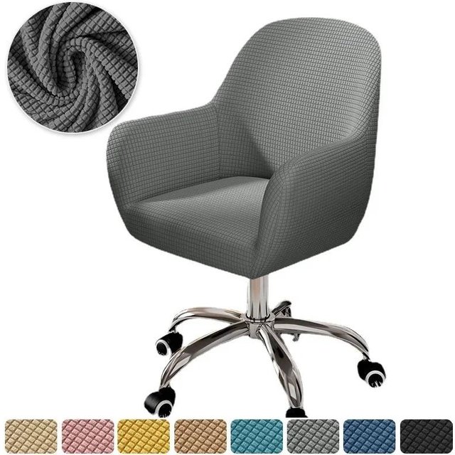 Drehbarer Stuhlbezug Esszimmer Spandex Hoher Schräger Sesselbezug Bürostuhl Überwurf Kaffeebar Make-up Einfarbig Elastisch