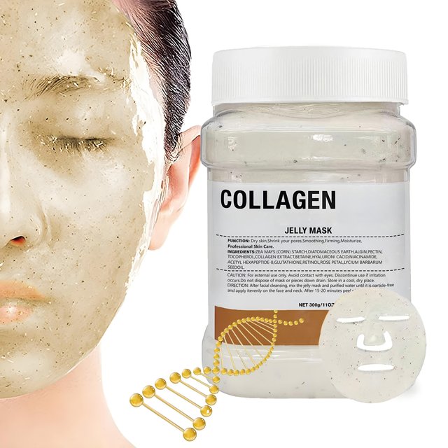 Kollagen-Gelee Gesichtsmaskenpulver, Gel-Hydrogel-Maske, Maske Hautpflege Feuchtigkeitsspendend und Hydrierend 11 oz (Kollagen) 300G white