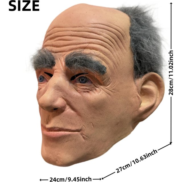 Masque facial en latex pour vieil homme style méditerranéen One size fits all adults beige