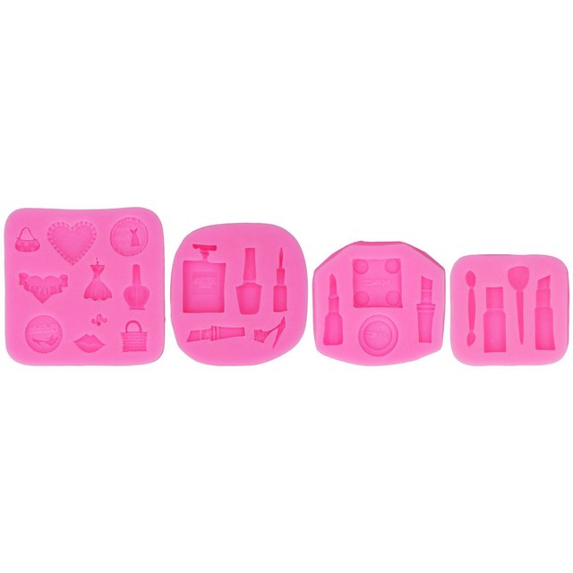 4 Stück Make-up-Werkzeuge Silikonformen Lebensmittelqualität Antihaft-Silikon Langlebig Weich Geruchlos Fondantformen pink