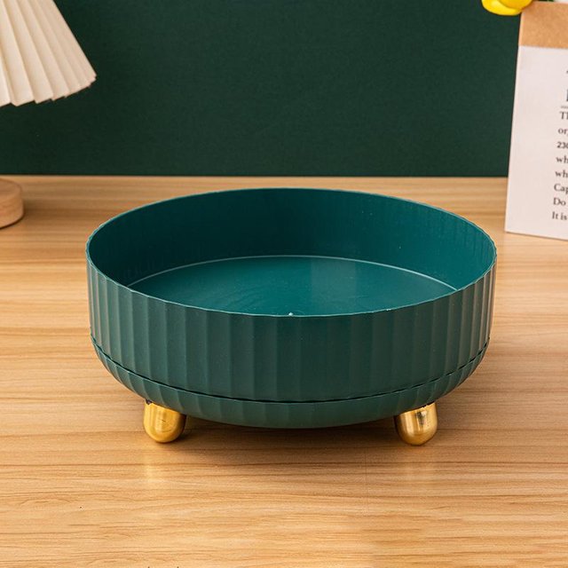Vassoio portaoggetti rotondo girevole a 360° Scatola portaoggetti cosmetici per profumi e cosmetici Nuovo 24*10cm verde