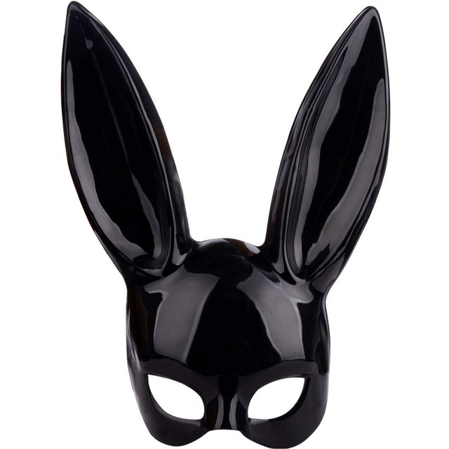 Masque Lapin Oreilles Noires Femme Mascarade Anime Cosplay Couvre-chef Visage Entier Pâques Halloween Veille Événement Accessoires noir