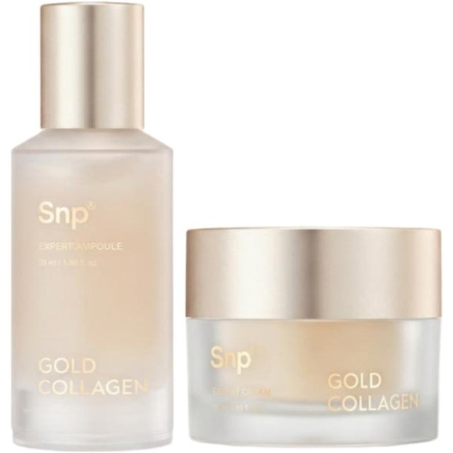 Snp Gold Kollagen Expert Creme 50ml und Expert Ampulle 50ml Premium Anti-Aging und Straffendes Hautpflege-Set white