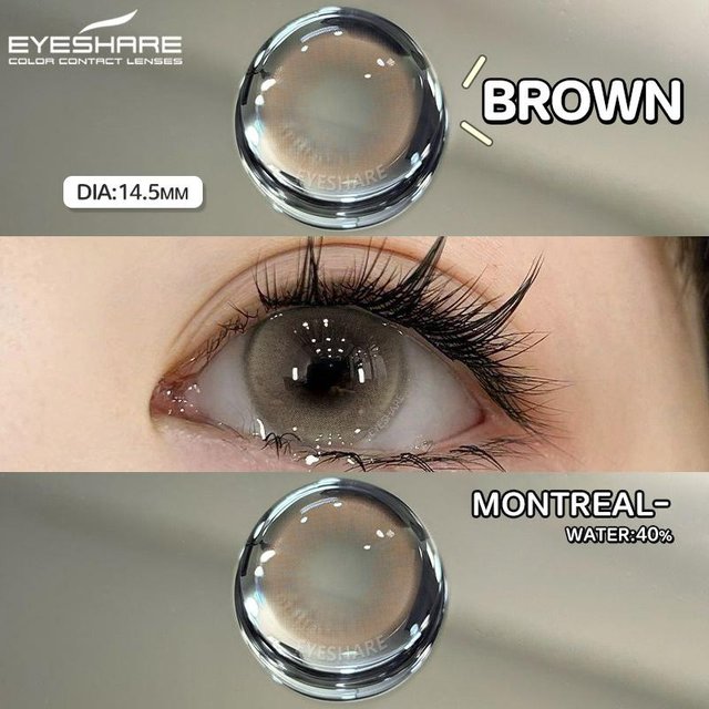 EYESHARE 1 Paar graue Farbkontaktlinsen natürliche braune Linsen Puppenauge blaue Kontakte Jahreslinsen schönes Make-up Augenkontaktlinsen black