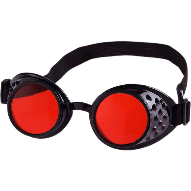Lunettes Steampunk Victoriennes Vintage Lunettes Cybers Goths Lunettes de Soleil Cosplays Masque Facial d'Halloween pour Femmes Homme Cadeaux I red