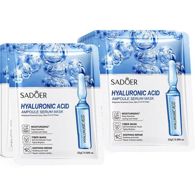 10 Stück SADOER 24K Gold Vitamin C Hyaluronsäure Gesichtsmaske Feuchtigkeitsspendende Straffende Hydrierende Gesichtsmasken Hautpflegeprodukte