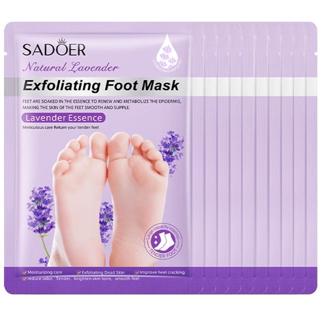 5/10 Paar SADOER Lavendel Fußmaske Feuchtigkeitsspendend Aufhellend Fuß Peeling Maske Peeling Füße Pediküre Peeling Füße Hautpflege