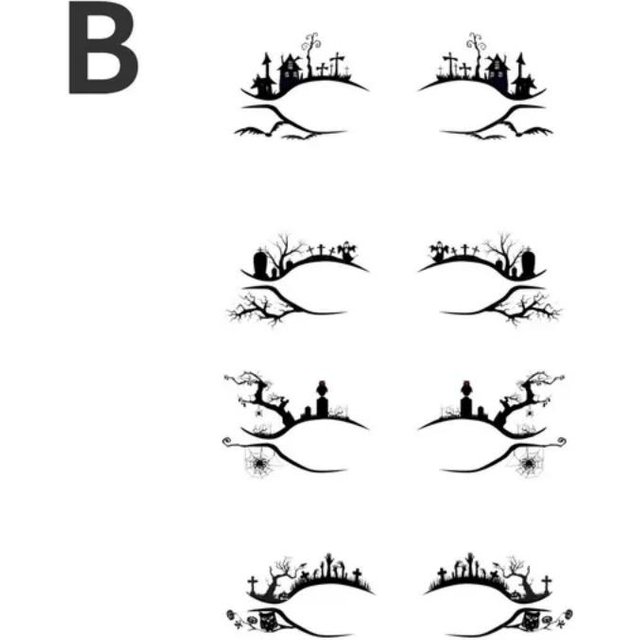 Autocollants de tatouage pour les yeux, 4/8 paires, Eyeliner d'halloween, lacets pour le visage, autocollant de maquillage, toile d'araignée, chauve-souris, Festival, décorations à motifs de maquillage black