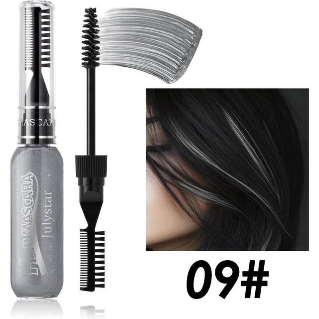 Bunte Haar-Mascara Temporäre Haarfarbe 15ml Waschbarer Haar-Highlights-Stift mit integriertem Pinsel für Party-Bühnen-Make-up Festival Cosplay