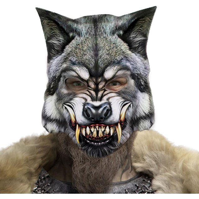 Masque Animalier 3D Réaliste Demi-Masque Halloween Carnaval Mascarade Fête d'Anniversaire Jeu Accessoires de Costume Cosplay Accessoires gray