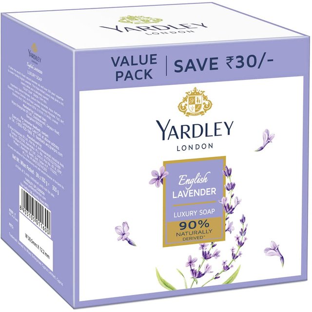 Pack de Savons Lavande Anglaise et Rose Yardley London, Barre de Bain de Luxe Triple Moulue pour un Nettoyage Doux et un Parfum Longue Durée, 3x100g gray