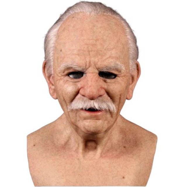 Masque de vieil homme pour adultes Réaliste Latex Personne âgée Humain Couverture de tête entière avec rides réalistes pour Halloween Mascarade Cosplay Costume Accessoires F