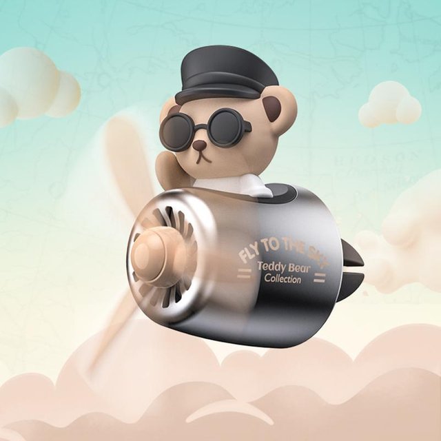 Désodorisants pour voiture, dessin animé mignon, pilote Animal, ventilateur de sortie d'air automobile, parfum créatif pour voiture Teddy Bear