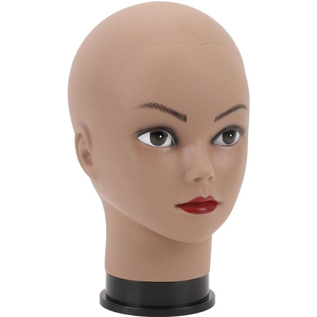 Glatzkopf-Mannequin mit Make-up Schwarze Haut Weiblich Professioneller Kosmetologiekopf für Perückenherstellung gray