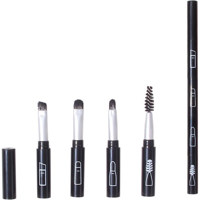 4-in-1-Make-up-Pinsel, flach, für Lidschatten, Foundation, Concealer, Puder, Bronzer, Rouge, Eyeliner, einziehbare, abnehmbare Pinsel schwarz