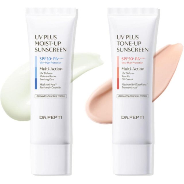 DR. Pepti UV Plus Ton-Up & Feuchtigkeitsspendende Sonnencreme 50 ml Duo – LSF-Schutz & Hydration white