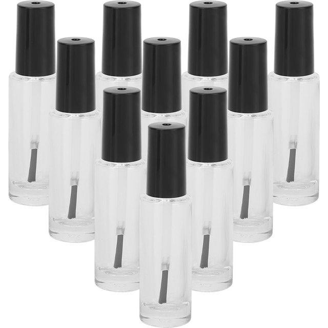 10 Stück 8ml Leere Nagellack Glasflaschen Zubehör mit Pinselkappe Mischkugeln Trichter white