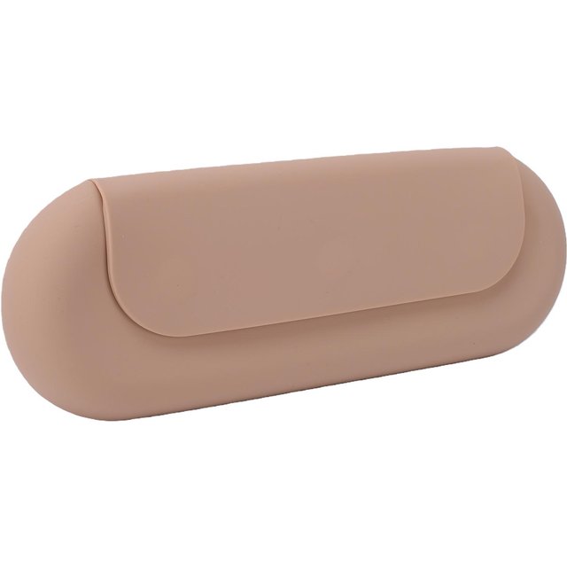 3-in-1 Magnetischer Make-up-Pinselkoffer Silikon Make-up-Pinselhalter Organizer Integrierte Reinigungsmatte Khaki beige