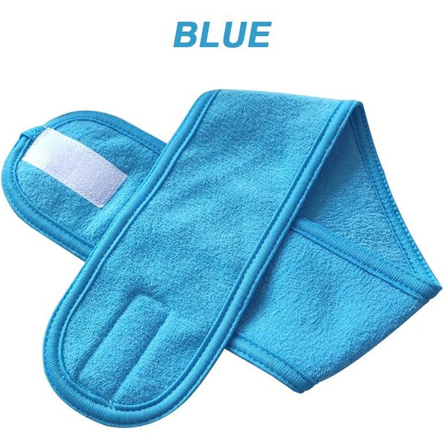 Verstellbares Kopfband, breites Haarband für Yoga, Spa, Bad, Dusche, Make-up, Gesichtswäsche, kosmetisches Stirnband für Frauen und Damen, Make-up-Accessoires blau