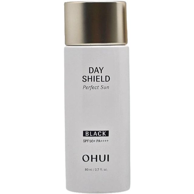 OHUI Day Shield Perfect Sun Black 80ml SPF50+ PA++++ – Tägliche UV-Schutz, Leichte Sonnencreme, Sonnenschutz für draußen für ein glattes Finish 80ml white