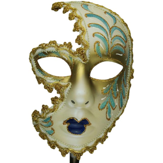 Masque de Carnaval Masque de Mascarade Masque de Costume d'Halloween avec Bâton Masque de Fête Masque de Mardi Gras Masque Vénitien vert