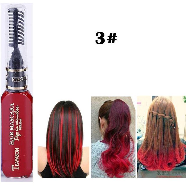 13 Farben Einmalige Haarfarbe Haarfärbemittel Temporäre ungiftige DIY Haarfarbe Mascara Farbstoff Cremepigmente black