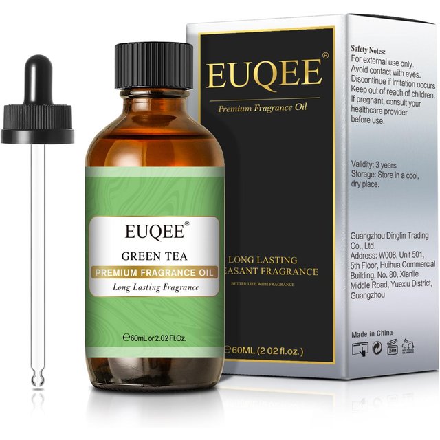 EUQEE 60 ml ätherische Öle, Gardenia, grüner Tee, Flieder, Duftöle für Aromatherapie, Diffusor, Luftbefeuchter, DIY-Parfüm, Haar- und Hautpflege Green Tea
