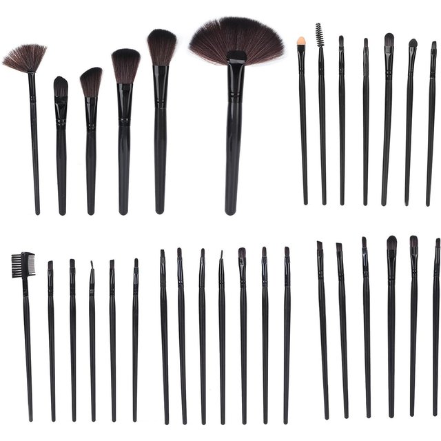 32-teiliges Komplett-Make-up-Pinselset Gesichtspuderpinsel Lidschattenpinsel Beauty-Tool Schwarz black