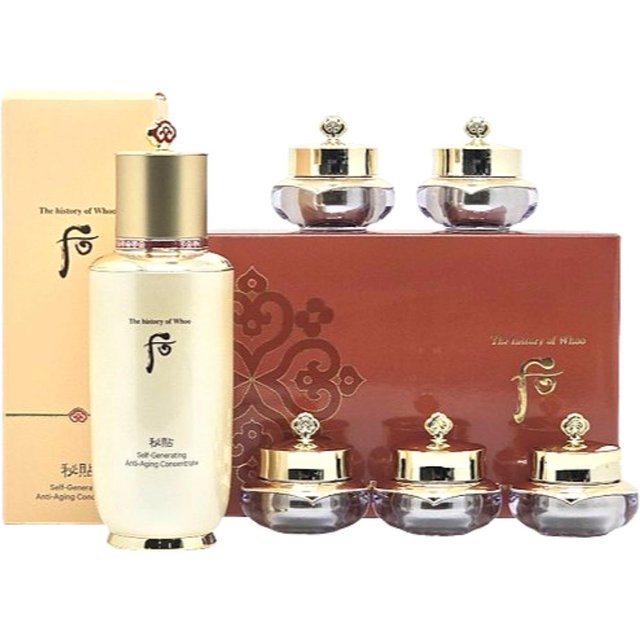 The History of Whoo Bichup Selbstgenerierende Essenz 90ml Spezial-Set – Anti-Aging Essenz + 5er Augencreme Test-Set | Koreanische Kräuter-Hautpflege 90ml Special Set beige