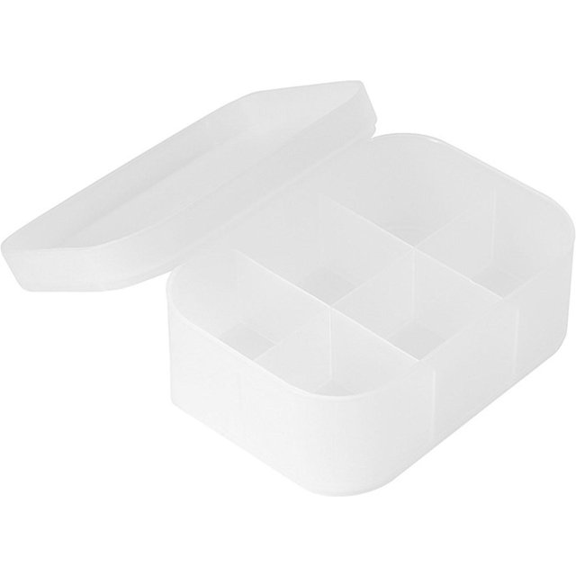 Desktop Kosmetik-Organizer Kunststoff Mattiert Klar mit Deckel Make-up Aufbewahrungsbox für Schlafzimmer L Größe S Size 6 Compartments white