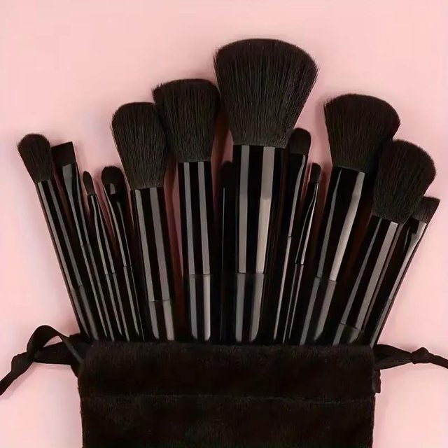 Ensemble de pinceaux de maquillage, 13 pièces, ombre à paupières, fond de teint, cosmétique pour femmes, fard à paupières, Blush, beauté, sac d'outils de maquillage doux noir